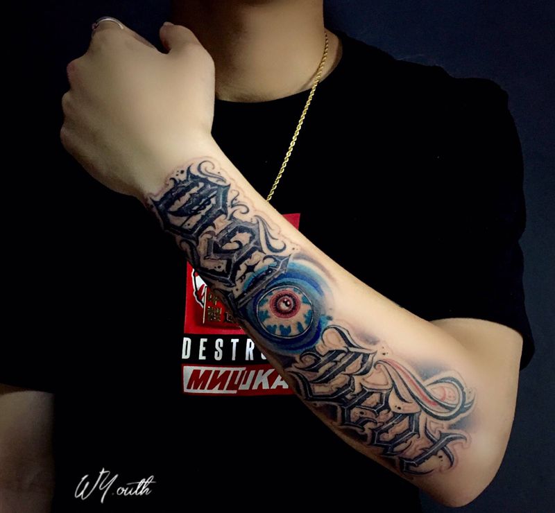 原创作品Og1Beat纹身图片_手臂花体字原创作品奇卡诺纹身图案