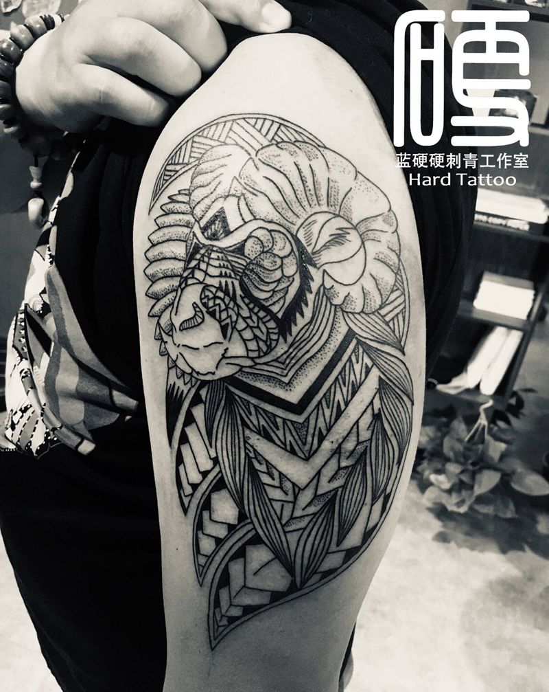 羊头纹身图片_手臂纹身图案