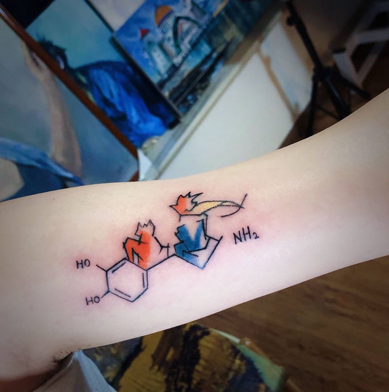 小清新纹身图片_手臂水彩几何纹身图案