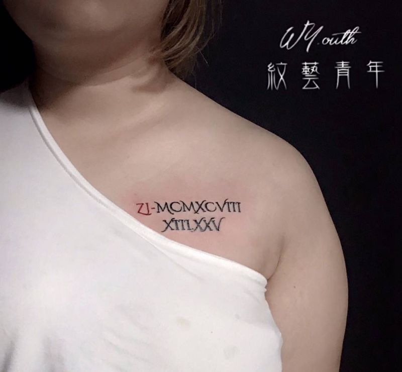 、-罗马数字纹身图片_胸部小清新小英文原创作品纹身图案