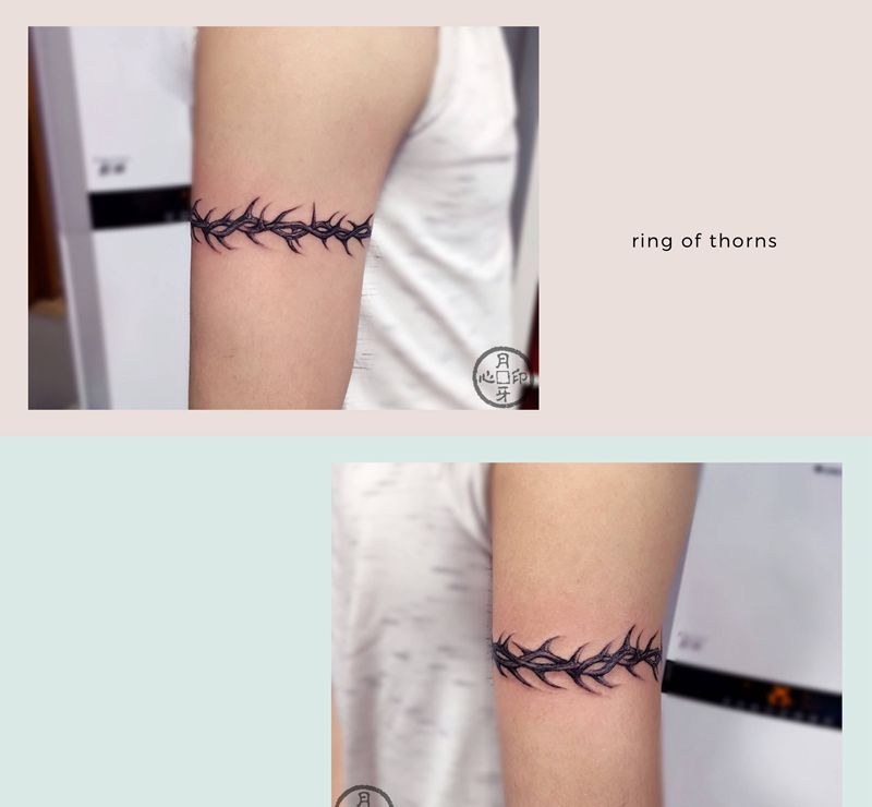 荆棘臂环纹身图片_手臂小清新荆棘臂环纹身图案