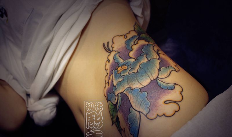胎记遮盖纹身图片_腰部日式刺青遮盖纹身图案