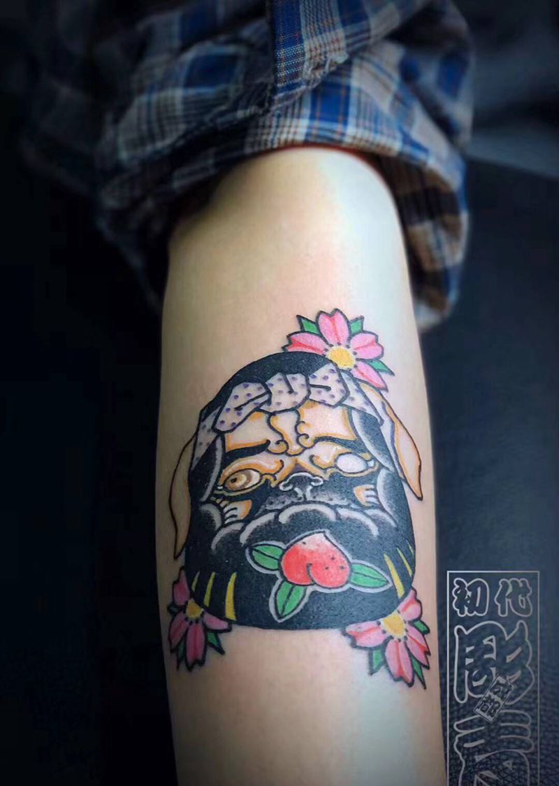萌宠八哥定制 左眼失明纹身图片_手臂日式风格纹身图案