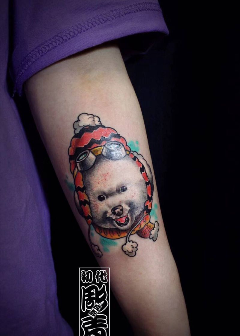 萌宠系列定制 比熊纹身图片_手臂纹身图案