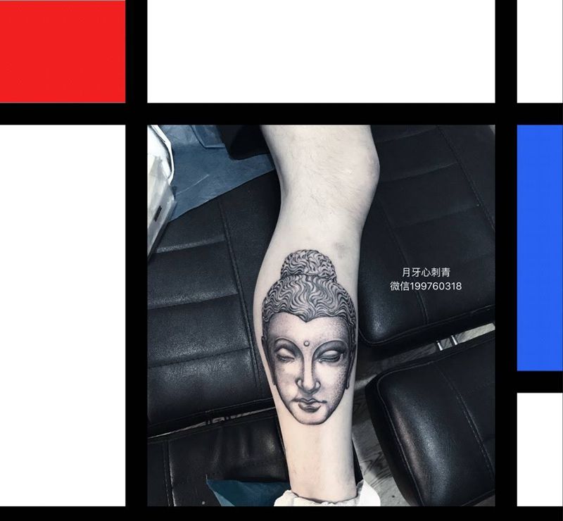 佛纹身图片_成品腿部传统人物宗教佛纹身图案