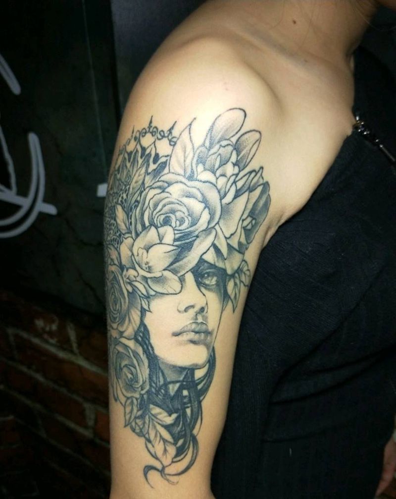 欧美写实纹身图片_手臂欧美人物成品纹身图案