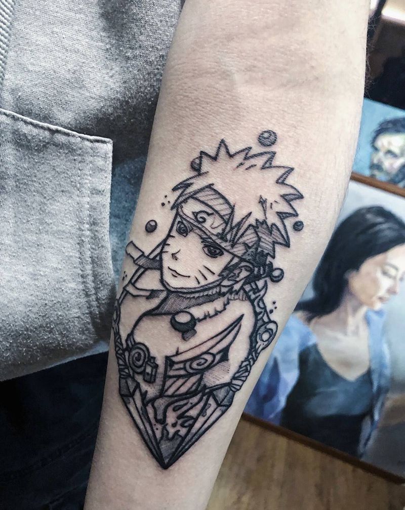 火影鸣人纹身图片_手部New School纹身图案