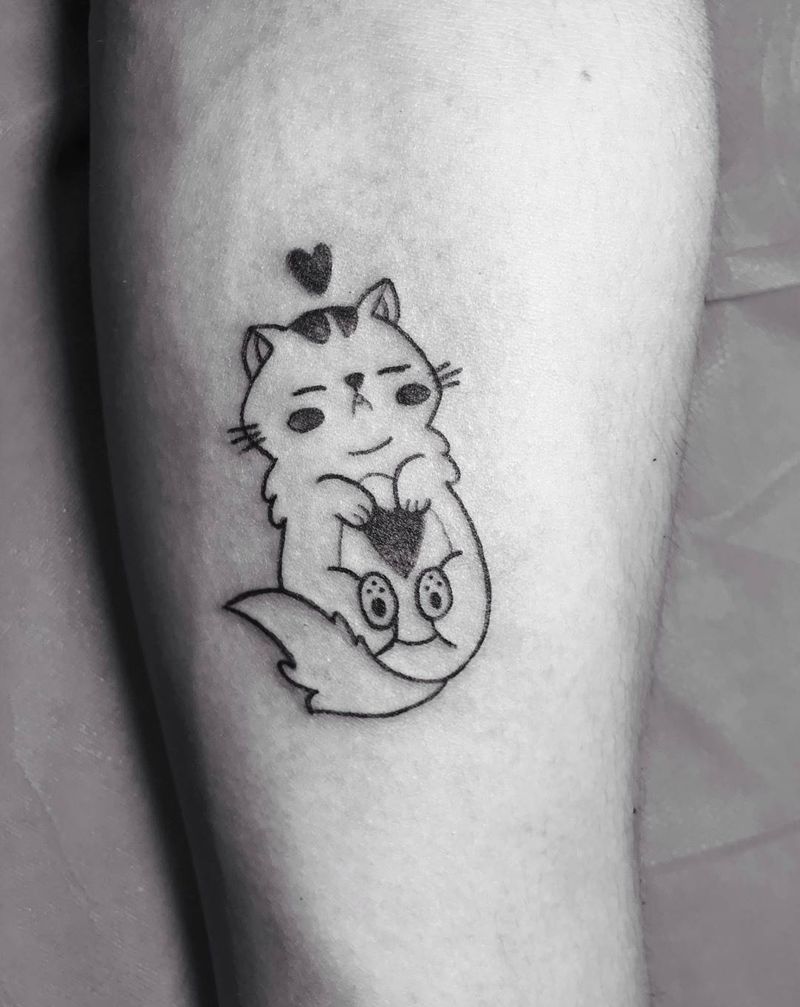 猫儿纹身图片_手臂New School猫西大門纹身图案