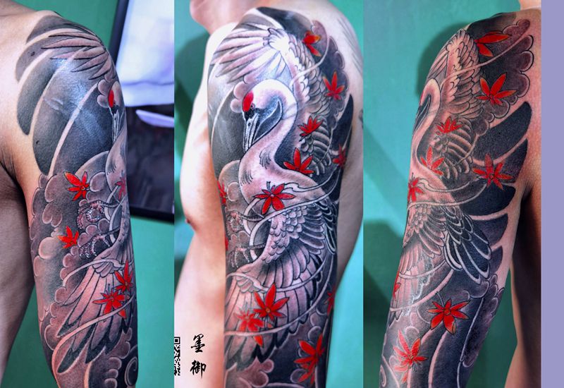 鹤纹身图片_手臂纹身图案