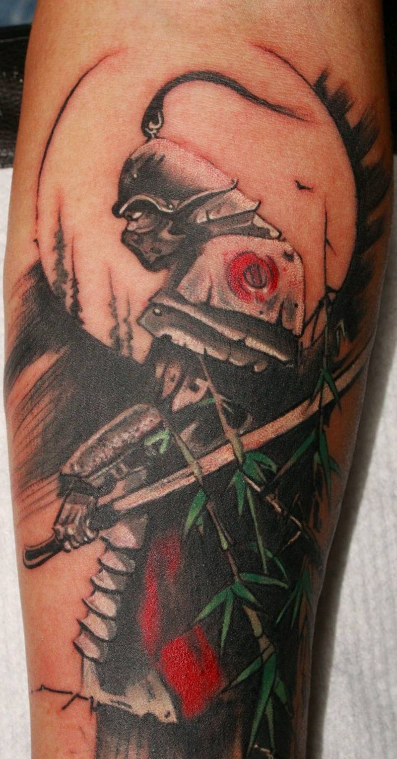 武士纹身图片_手臂老传统纹身图案