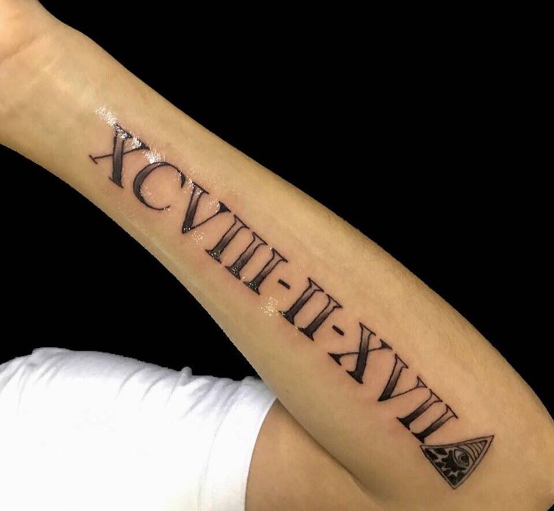 罗马数字纹身图片_私人定制字符清新手臂成品纹身图案