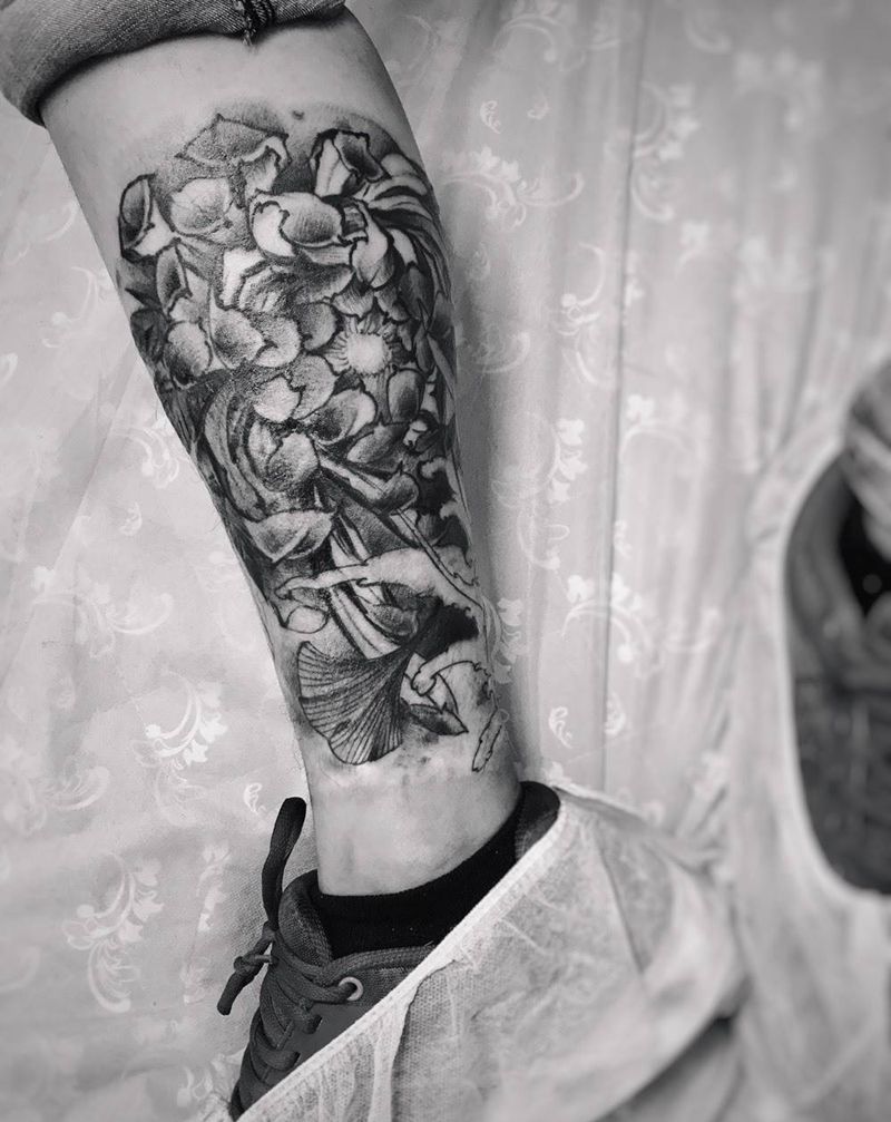 上色,下次继续纹身图片_腿部纹身图案