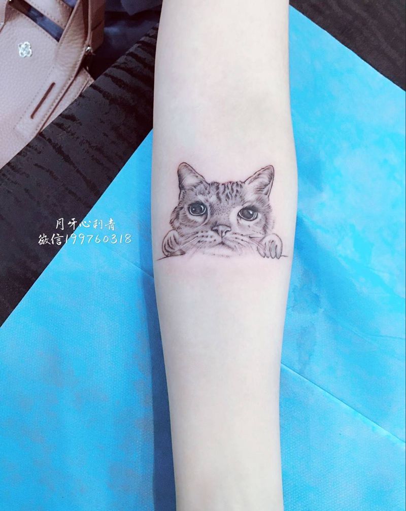 猫纹身图片_成品手臂写实原创动物宠物定制纹身图案