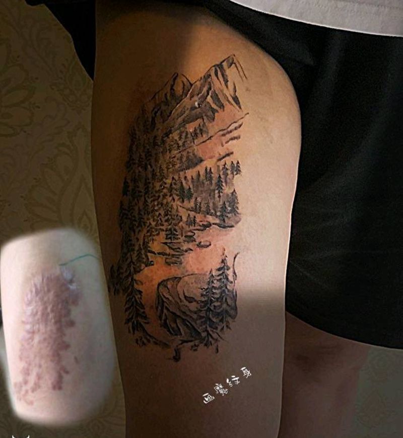 遮盖纹身图片_腿部纹身图案