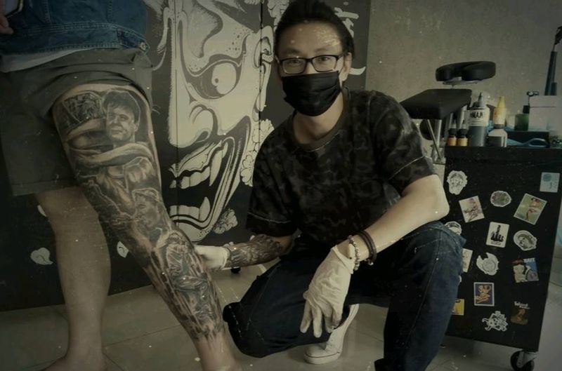 肖申克救赎纹身图片_腿部欧美写实纹身图案