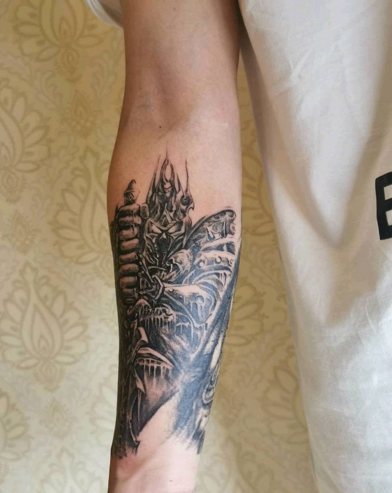 巫妖王纹身图片_手臂欧美写实纹身图案