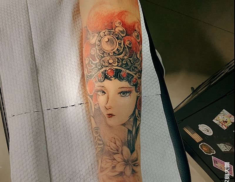 花木兰遮盖纹身图片_手臂新传统纹身图案