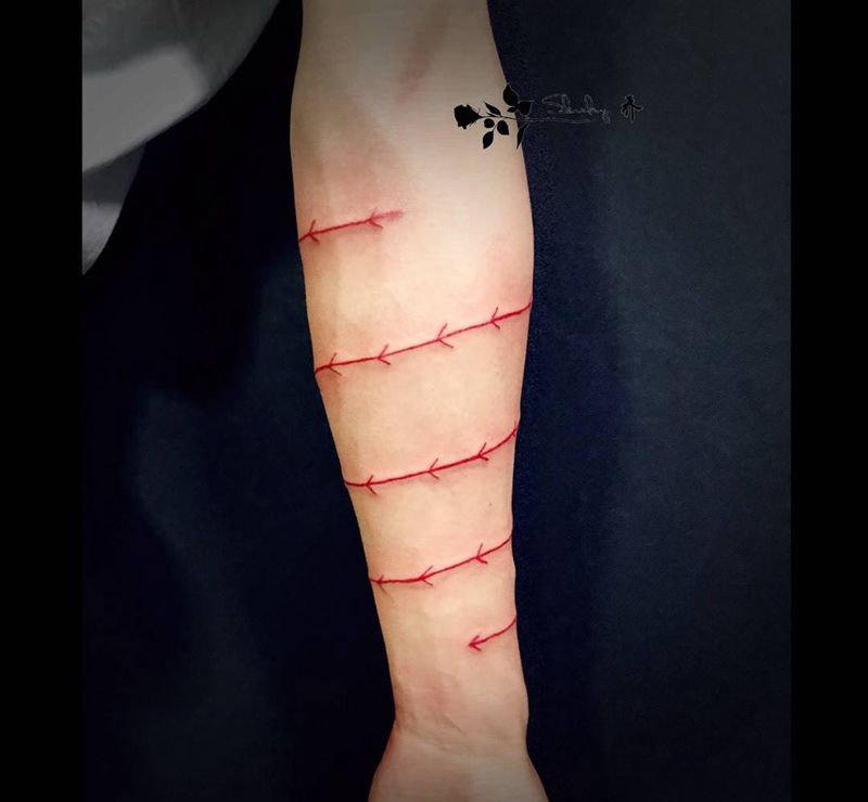 屋铃什造纹身图片_成品手臂清新图腾纹身图案