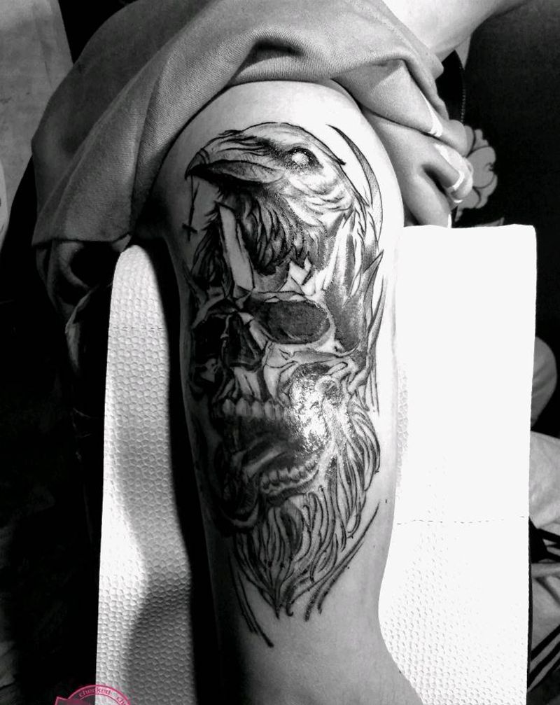 暗黑纹身图片_肩部纹身图案