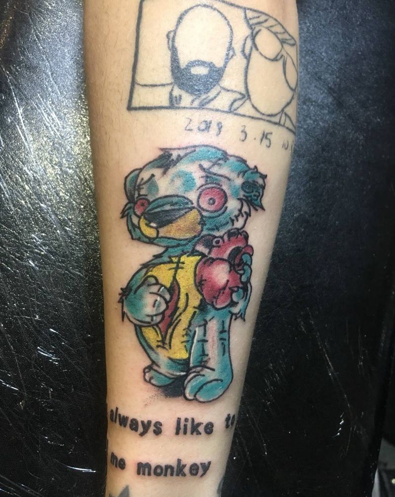 玩具熊纹身图片_手臂Old School纹身图案