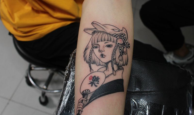 艺伎纹身图片_手臂纹身图案