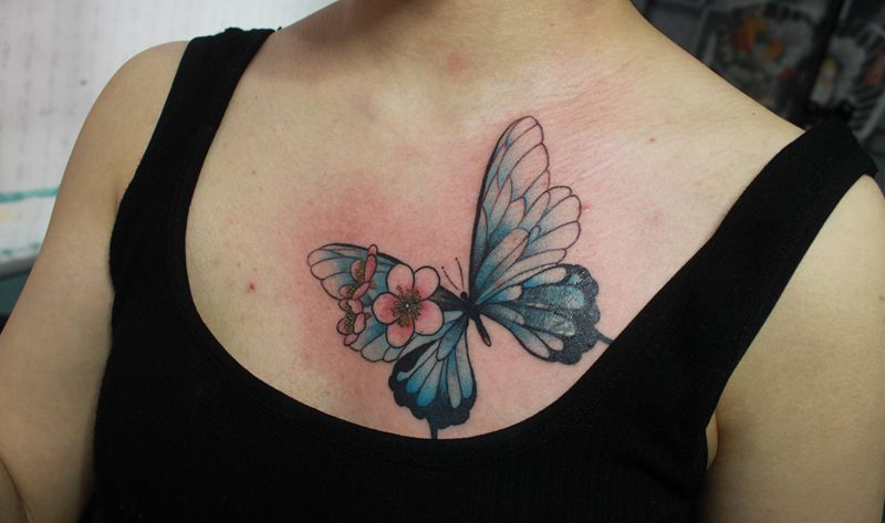 遮盖纹身图片_胸部纹身图案