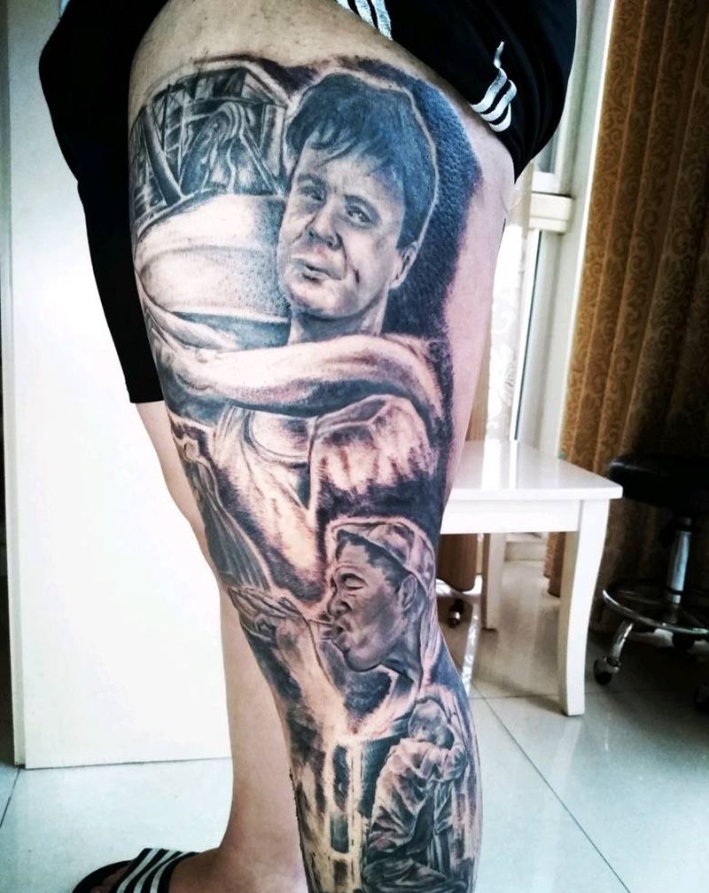 肖申克救赎纹身图片_腿部欧美写实纹身图案
