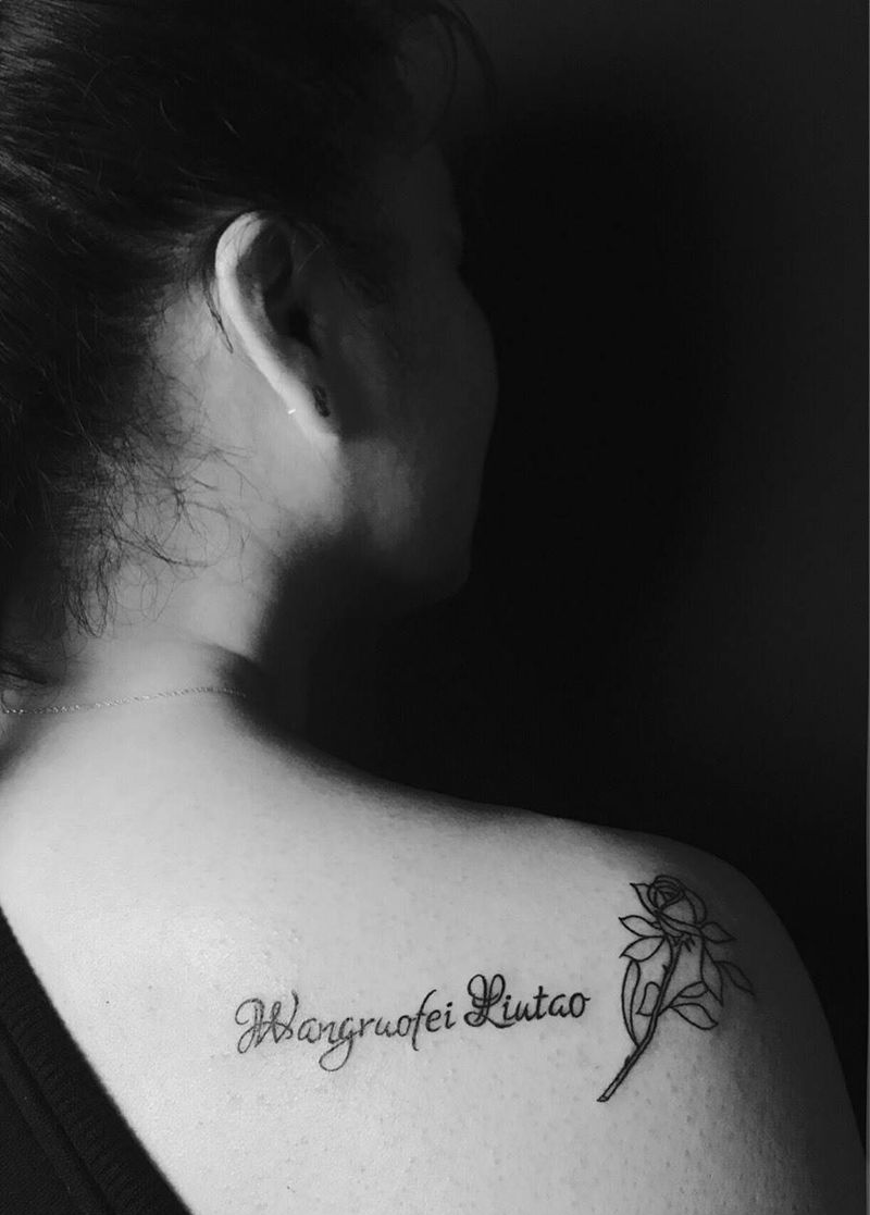 小清新纹身图片_成品肩部纹身图案