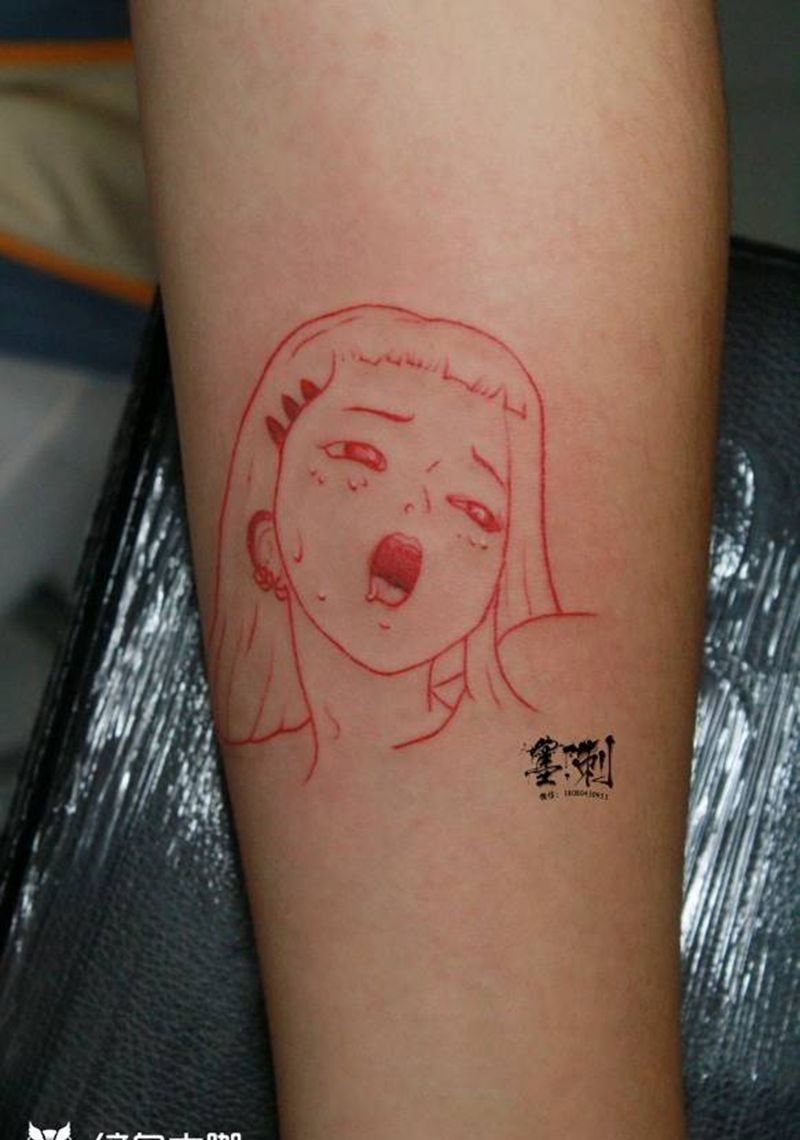 肖像小清新纹身图片_背部手部纹身图案