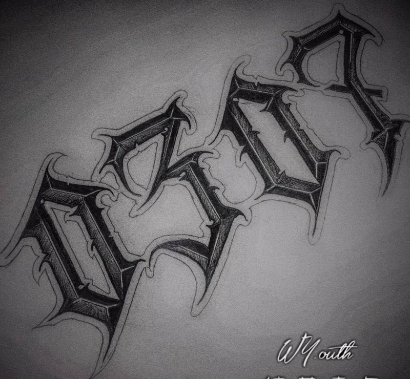 私人订制原创设计纹身图片_胸部花体字私人订制原创设计一稿一次纹身图案