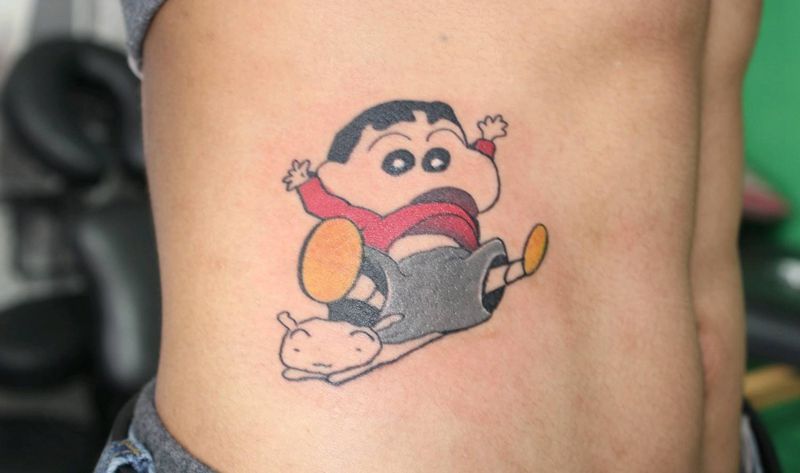 卡通纹身图片_腰部纹身图案