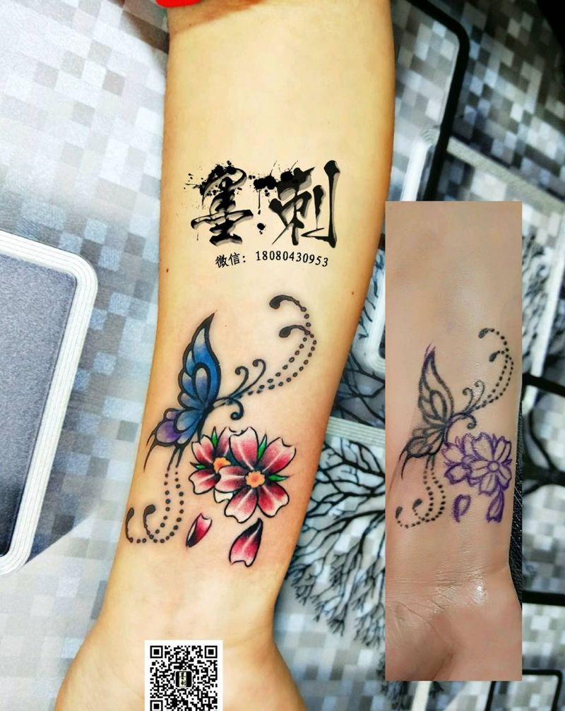 蝴蝶纹身图片_手臂纹身图案