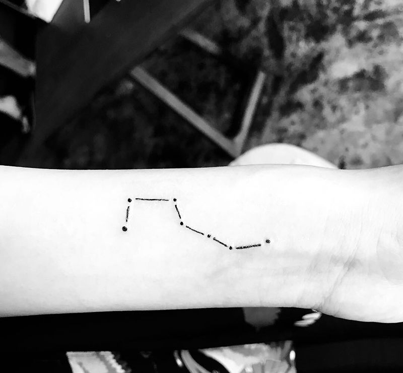 北斗七星纹身图片_手部几何小清新北斗七星西大门纹身图案