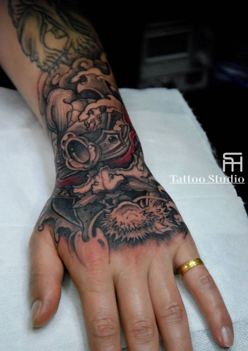 鬼武士纹身图片