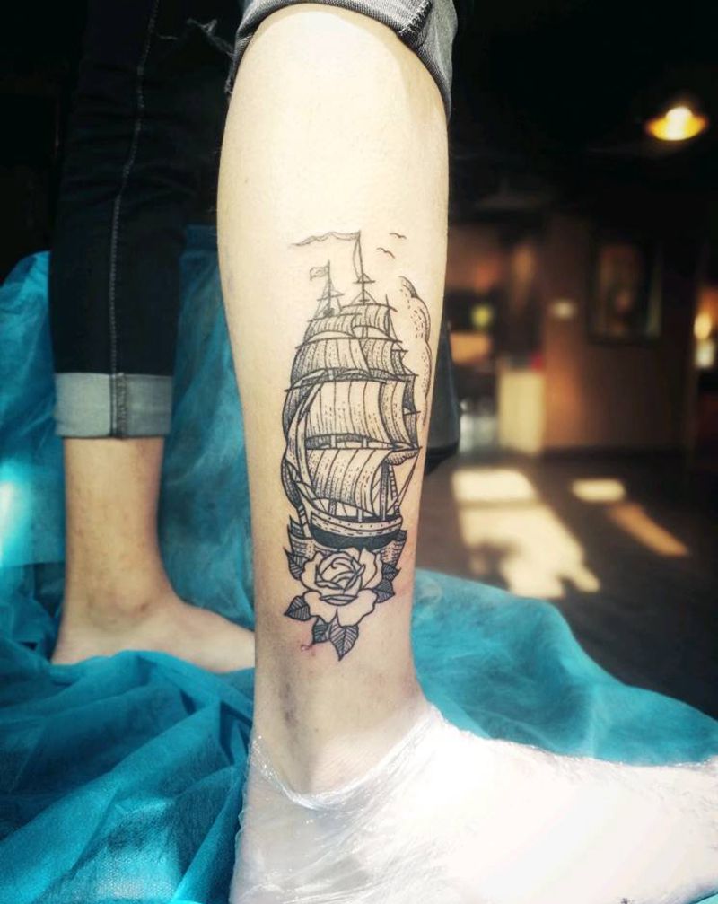 船纹身图片_背部手臂腿部欧美原创成品纹身图案