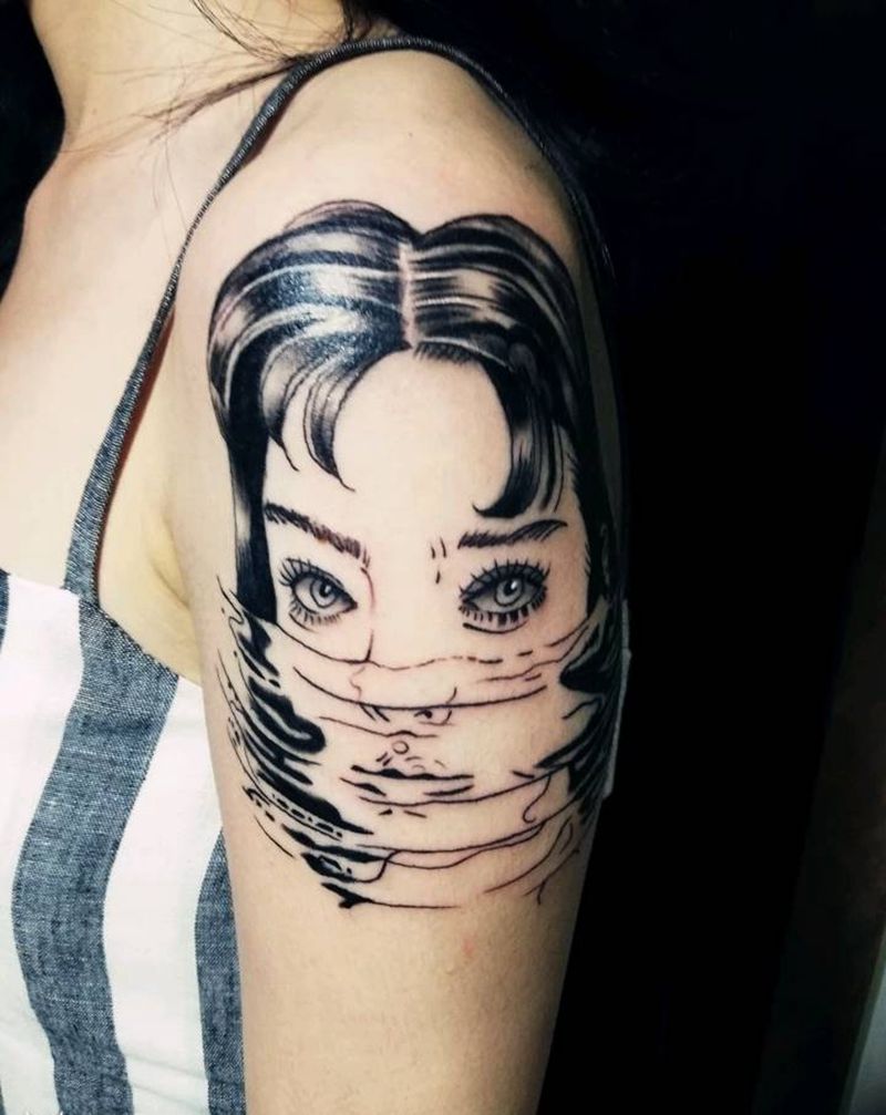 战斗小少女纹身图片_手臂清新人物成品纹身图案