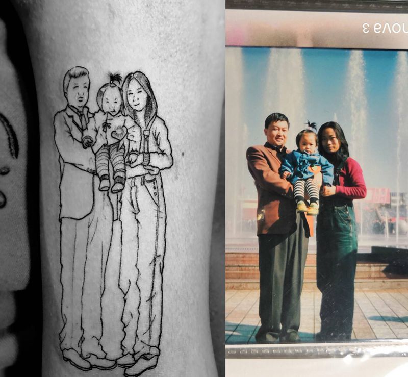 照片纹身图片_手臂几何纹身图案