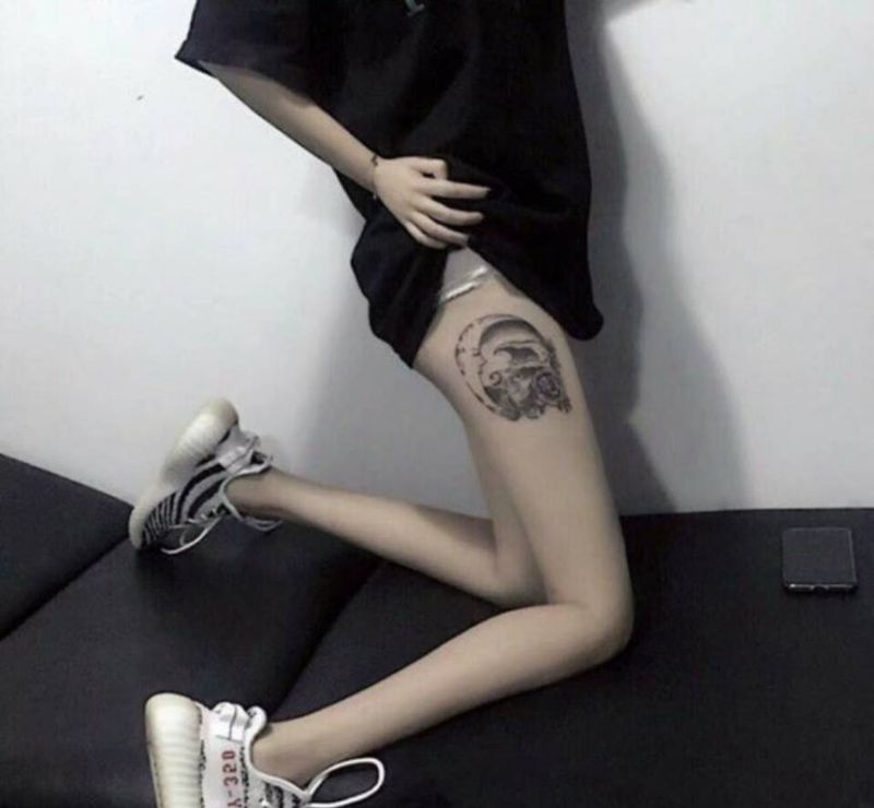 大腿纹身纹身图片_臀部纹身图案