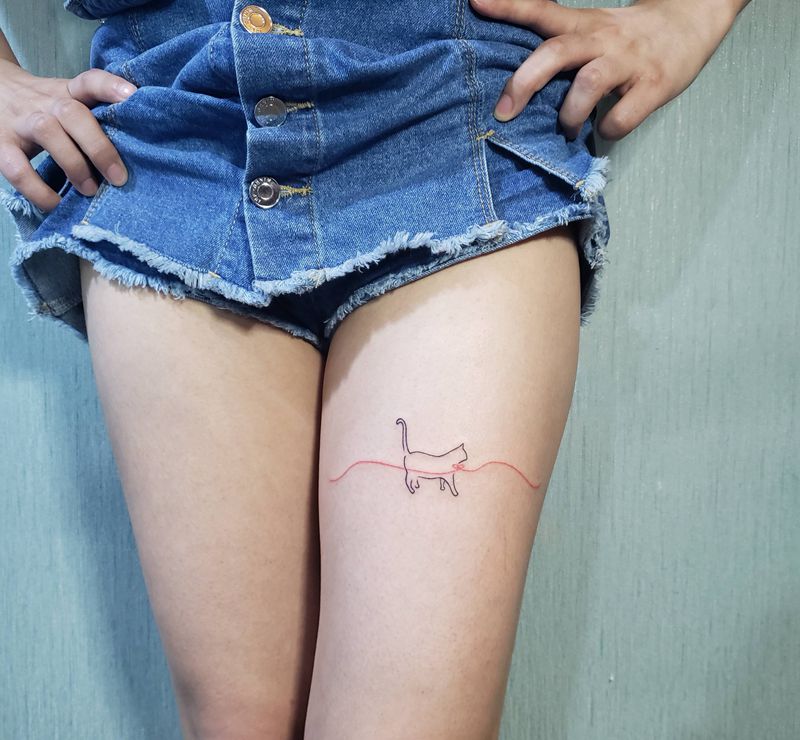 小清新纹身图片_腿部纹身图案