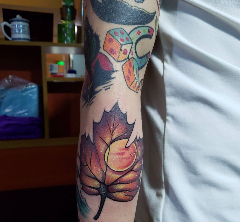 拼接花臂纹身图片_手臂纹身图案