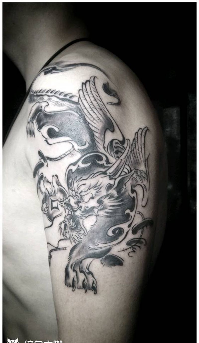 貔貅，模仿无上老师作品纹身图片