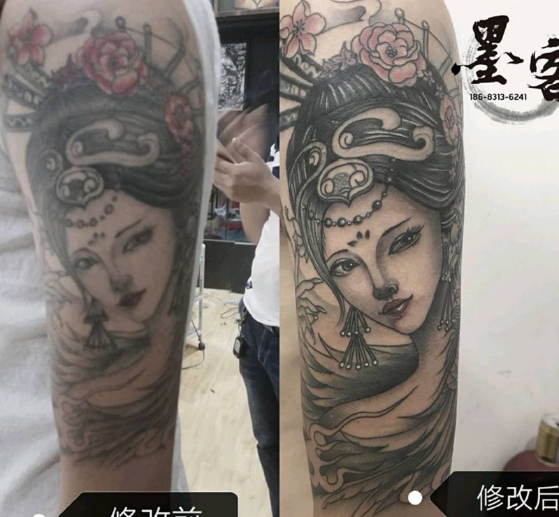 修改作品艺伎纹身图片_手臂纹身图案