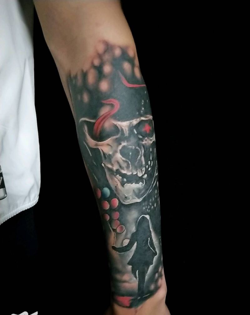暗黑系死神盖中盖纹身图片