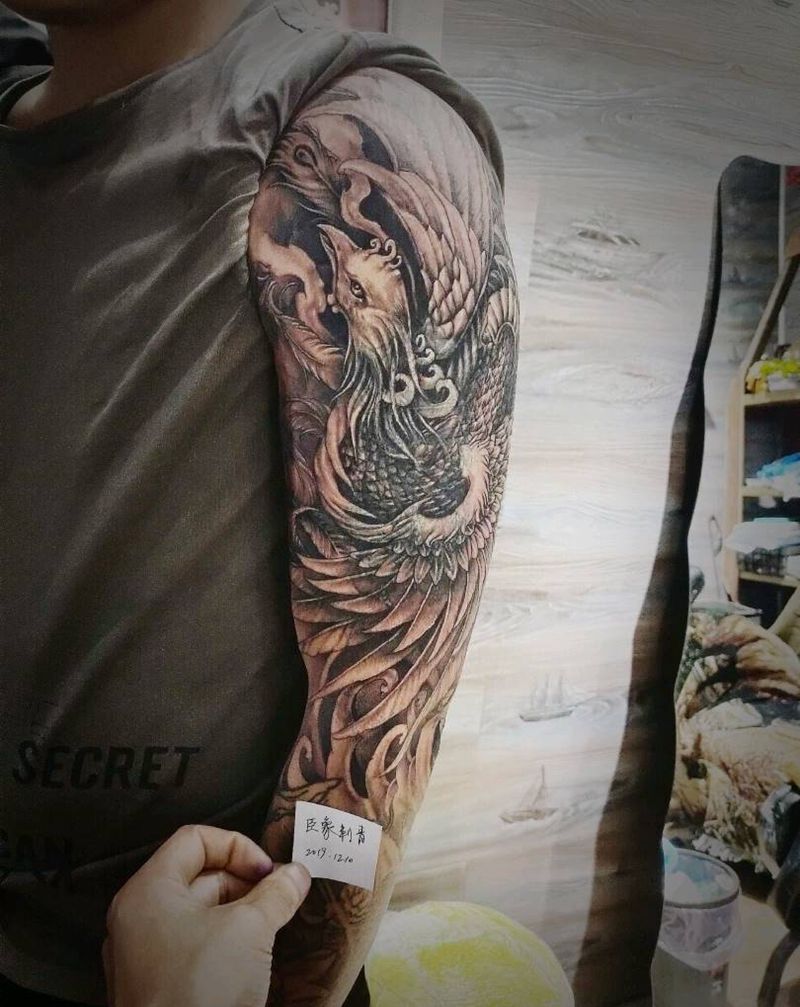 遮盖旧纹身纹身图片_手臂新传统凤凰，遮盖纹身图案