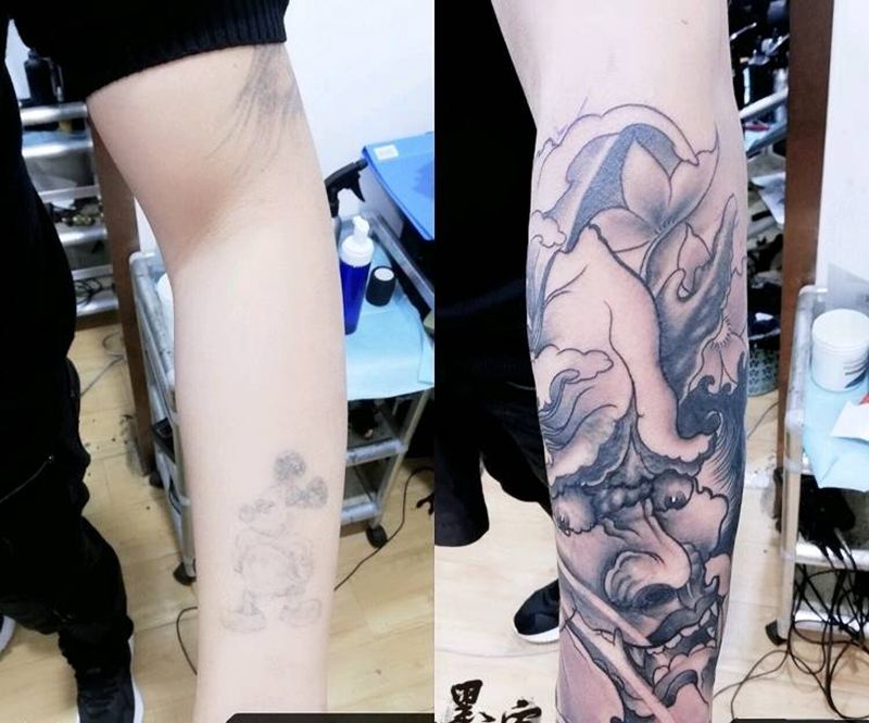 遮盖纹身图片_手臂老传统纹身图案