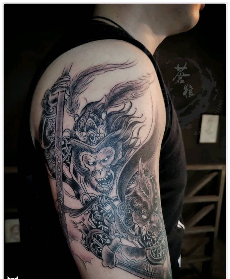 猴子纹身图片_手部纹身图案