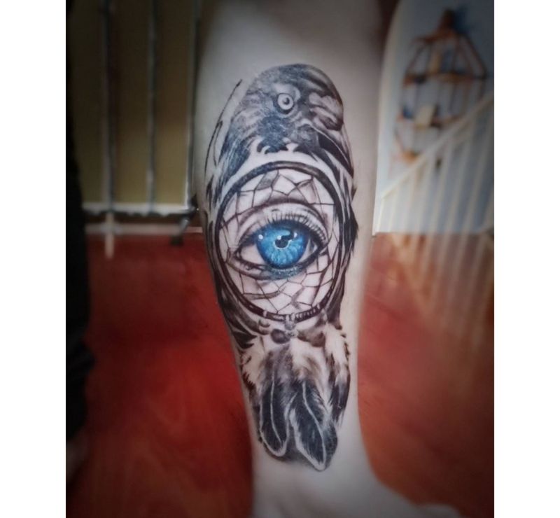 小腿内侧纹身图片_欧美写实纹身图案