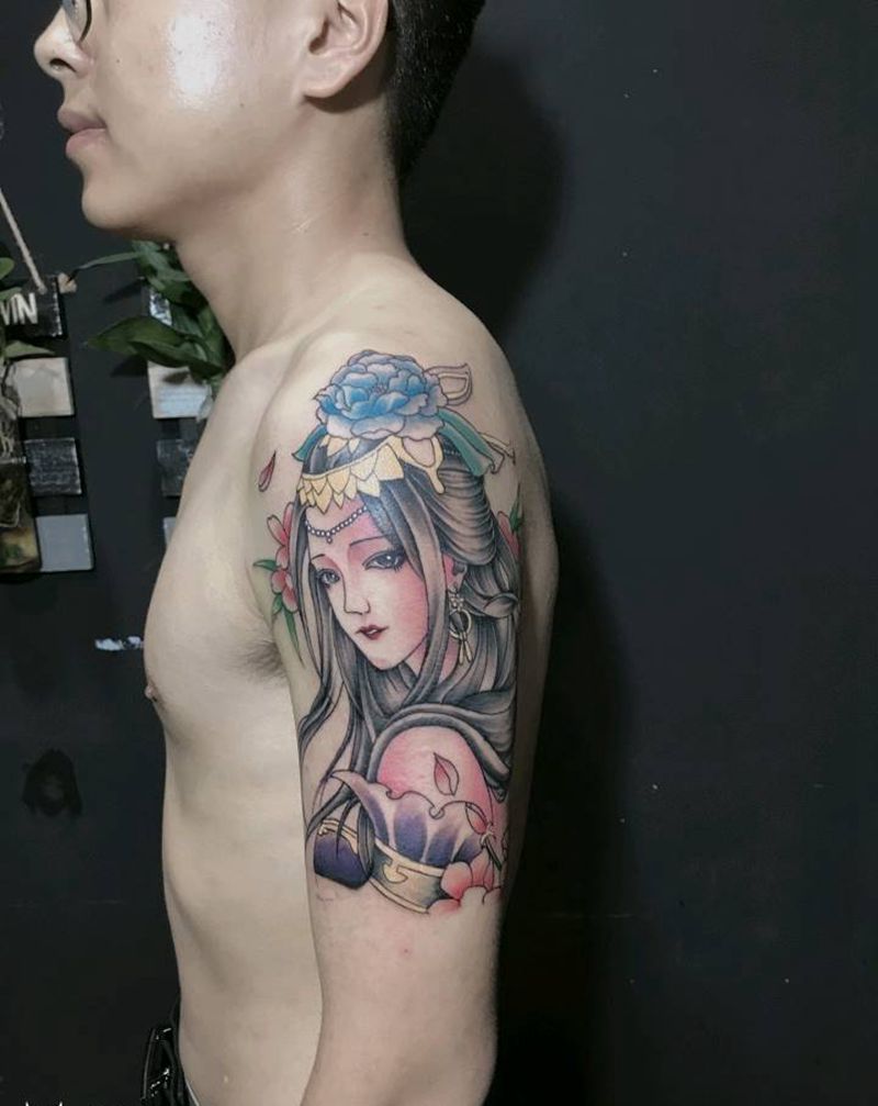 艺伎纹身图片_手臂新传统纹身图案