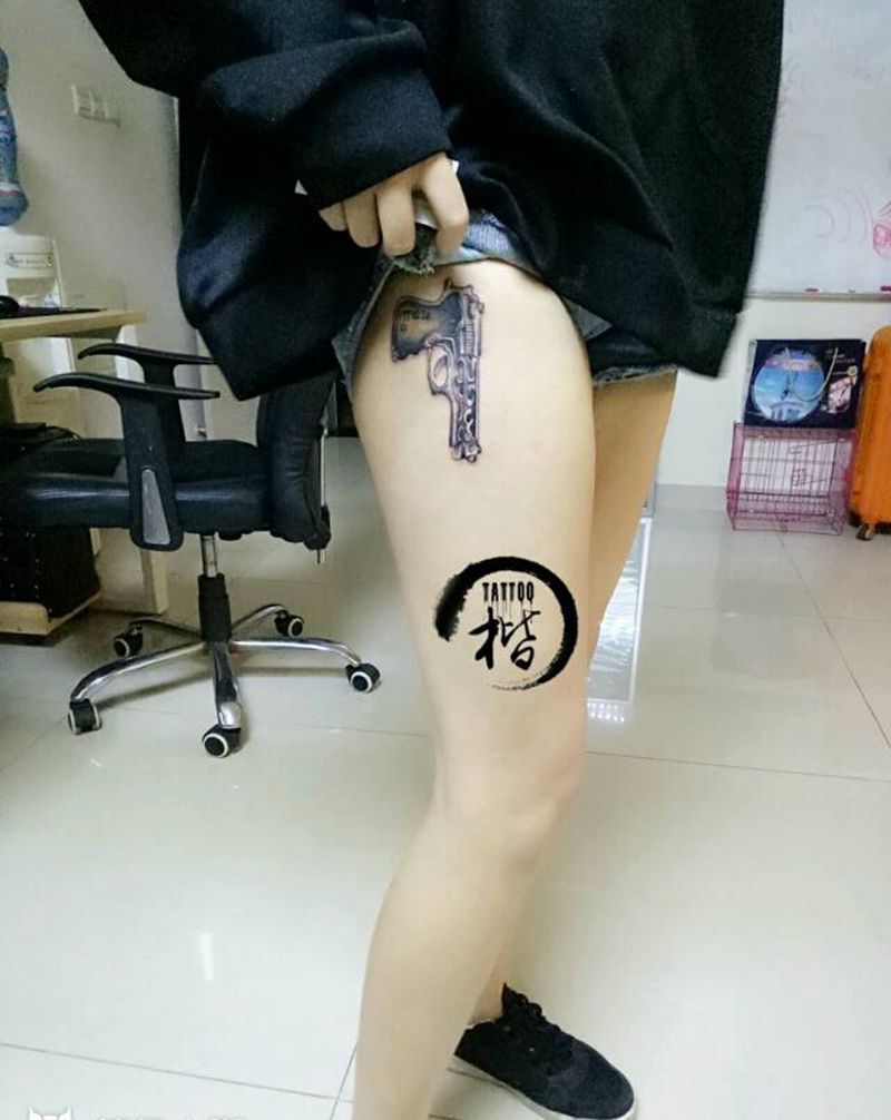 枪纹身图片