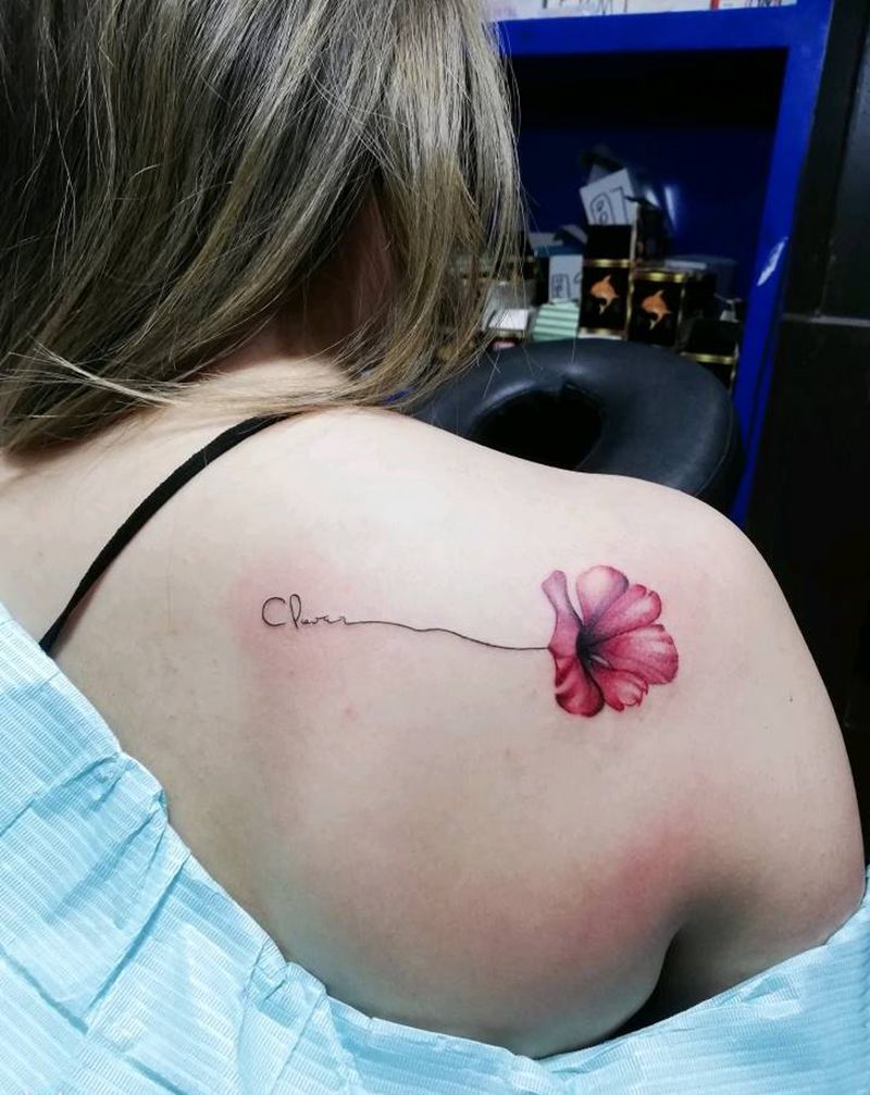 罂粟花纹身图片_肩部纹身图案